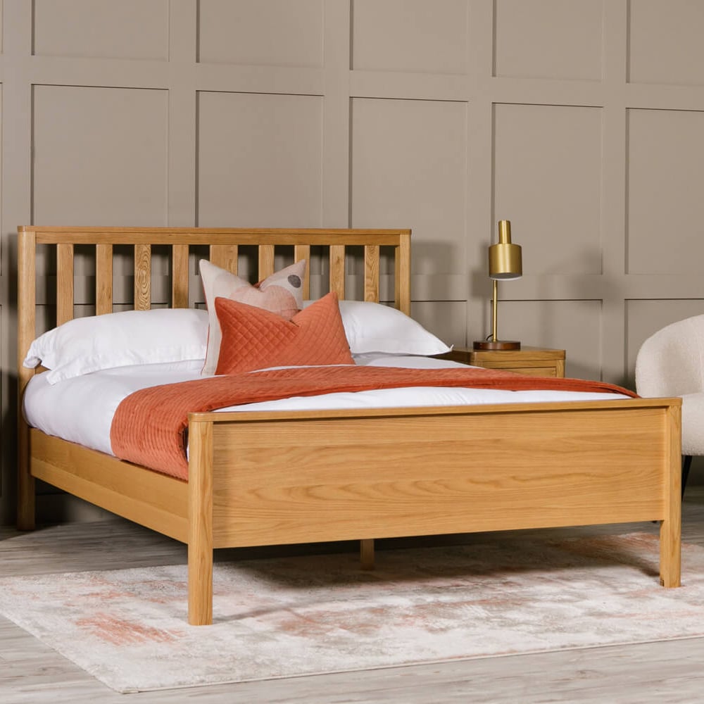 reston wooden double bed in oak natural