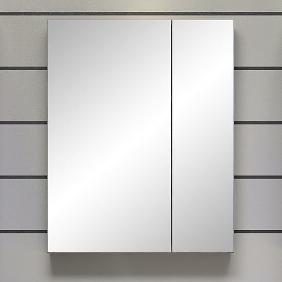 Product photograph of Reus Gloss Mirrored Bathroom Cabinet 2 Doors In Smokey Silver from Furniture in Fashion