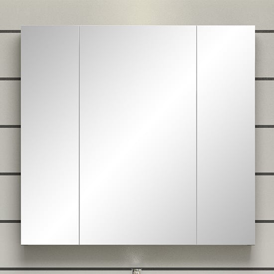 Product photograph of Reus Gloss Mirrored Bathroom Cabinet 3 Doors In Smokey Silver from Furniture in Fashion