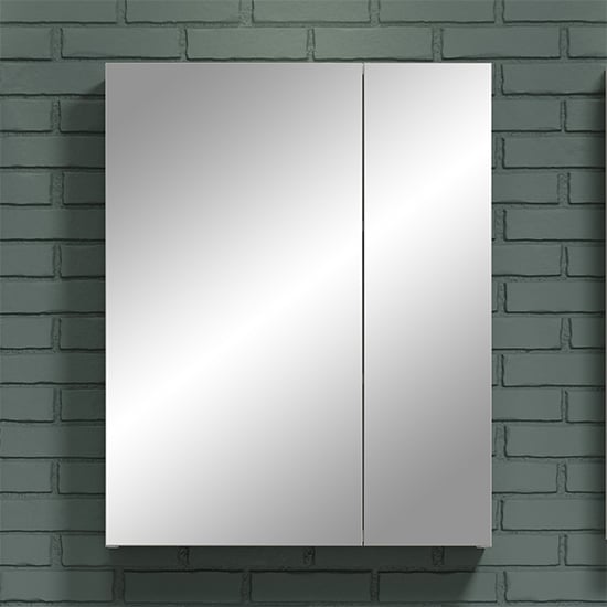 Photo of Reus high gloss mirrored bathroom cabinet with 2 doors in white