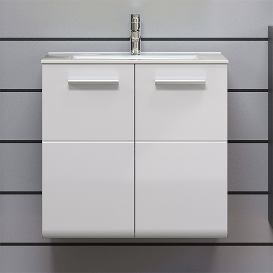 Product photograph of Reus Wall Hung Gloss Vanity Unit With 2 Doors In Smokey Silver from Furniture in Fashion