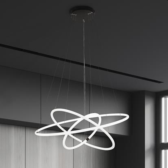 Product photograph of Revolve Led 3 Lights Ring Ceiling Pendant Light In Black from Furniture in Fashion