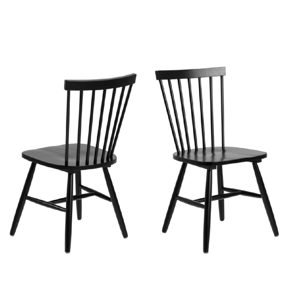 rexford black wooden dining chairs in pair