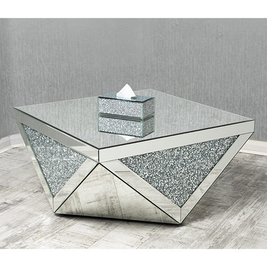 Product photograph of Reyn Crushed Glass Coffee Table In Mirrored from Furniture in Fashion