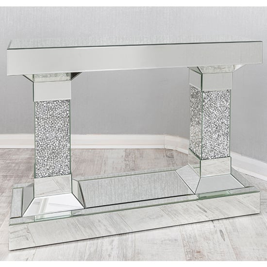 Product photograph of Reyn Crushed Glass Console Table In Mirrored from Furniture in Fashion