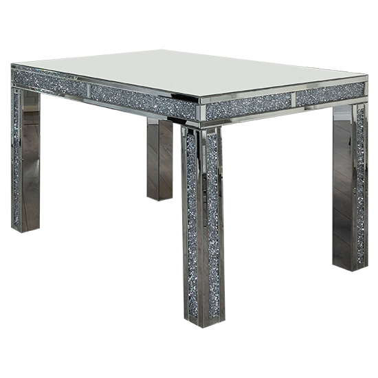 Product photograph of Reyn Large Crushed Glass Dining Table In Mirrored from Furniture in Fashion