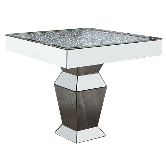 Read more about Reyn square crushed glass top dining table in mirrored