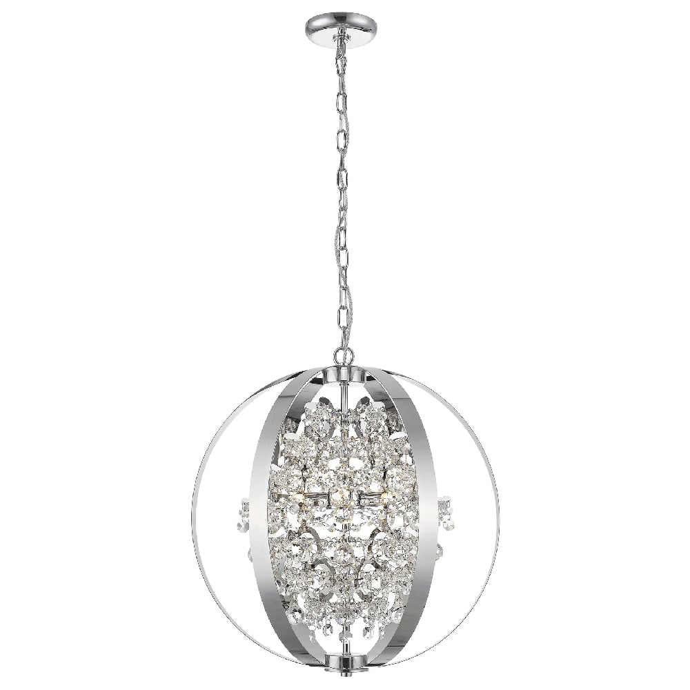 Read more about Reyna crystal ball and bead pendant light in chrome