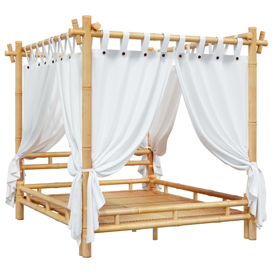 Reza Bamboo Wood King Size Canopy Bed In Brown | Furniture in Fashion