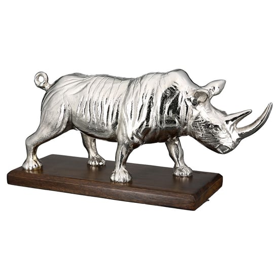 Photo of Rhino aluminium sculpture in antique silver and dark brown