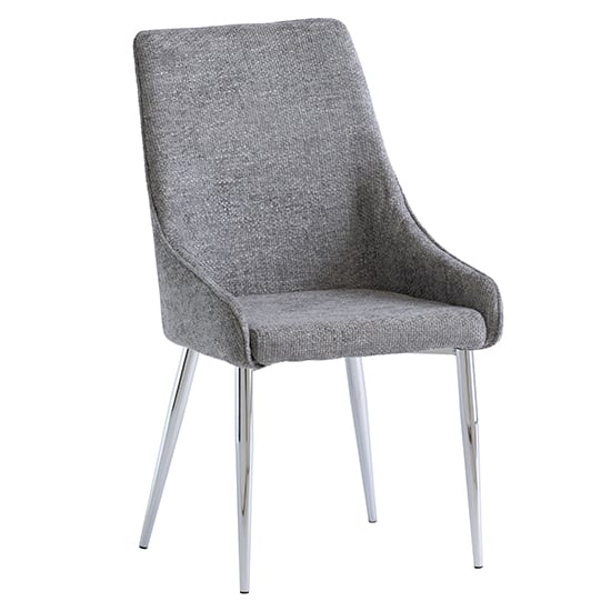 Product photograph of Reece Fabric Dining Chair In Ash With Chrome Legs from Furniture in Fashion