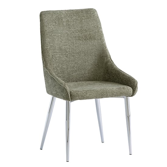 Product photograph of Reece Fabric Dining Chair In Olive With Chrome Legs from Furniture in Fashion
