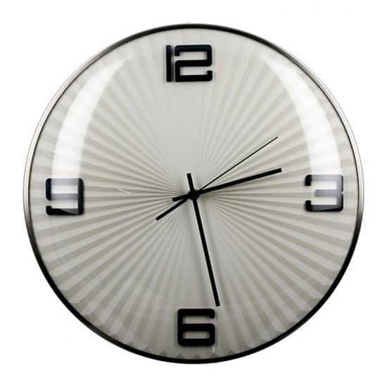 Read more about Ribbed glass wall clock with black and silver metal frame