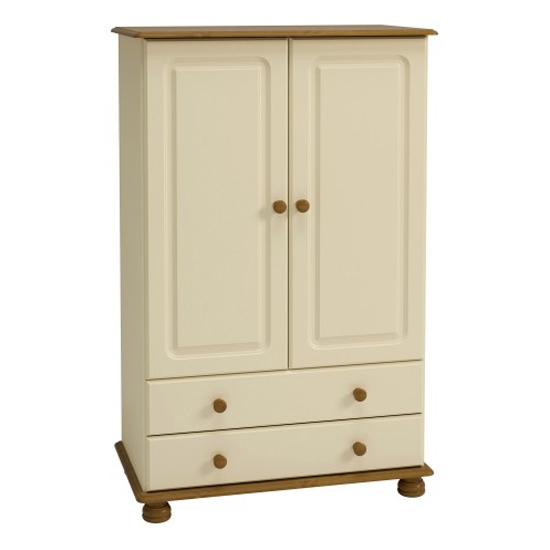 Photo of Richland wide wooden wardrobe with 2 doors in cream and pine