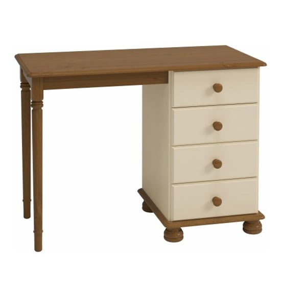 Photo of Richland wooden dressing table with 4 drawers in cream and pine
