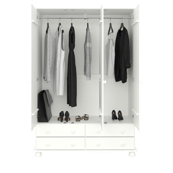 Richmond Wooden Wardrobe In Off White With 3 Doors 4 Drawers | FiF