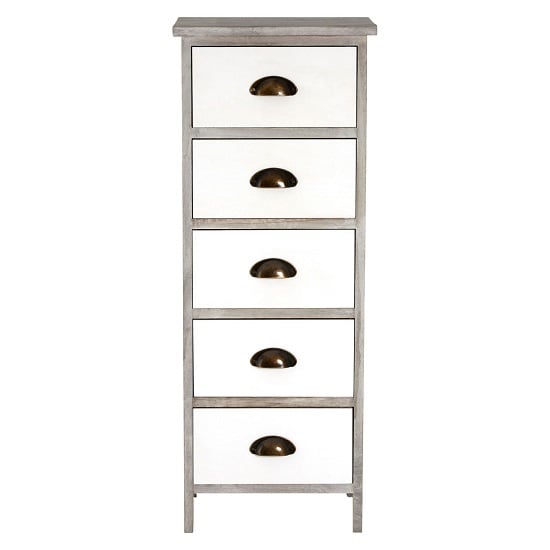 Read more about Riley wooden 5 drawers chest in grey with white fronts