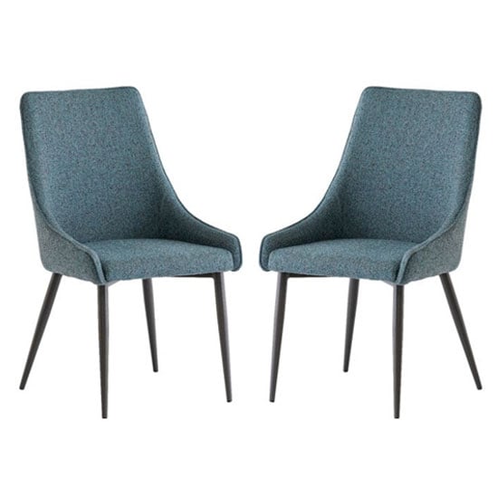 Read more about Remika teal fabric dining chair in a pair