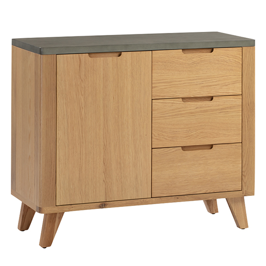 Read more about Rimit wooden sideboard 1 door in oak and concrete effect