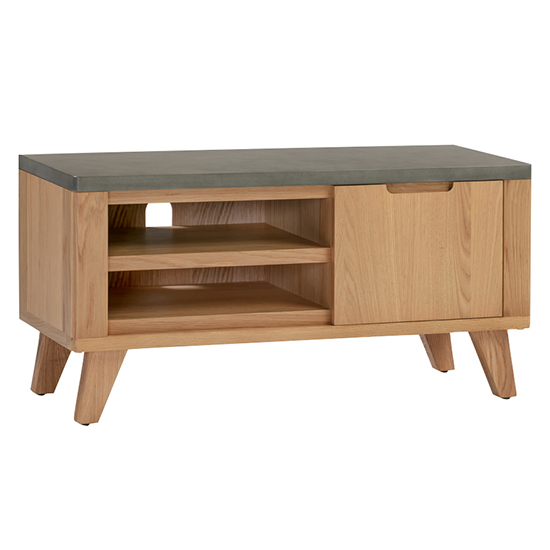 View Rimit tv stand with 1 door in oak and concrete effect