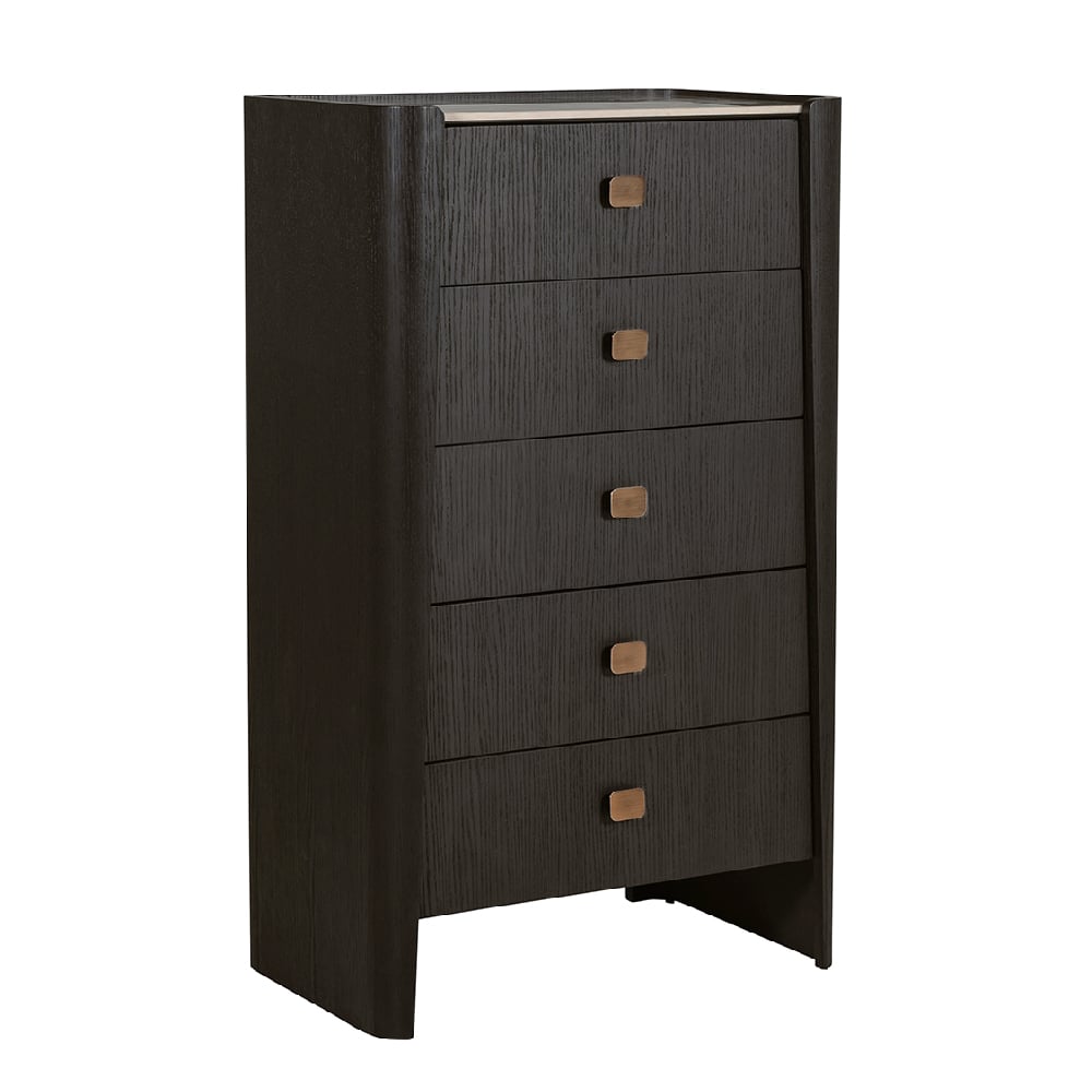 Product photograph of Rimouski Wooden Chest Of 5 Drawers In Ebony Brown from Furniture in Fashion