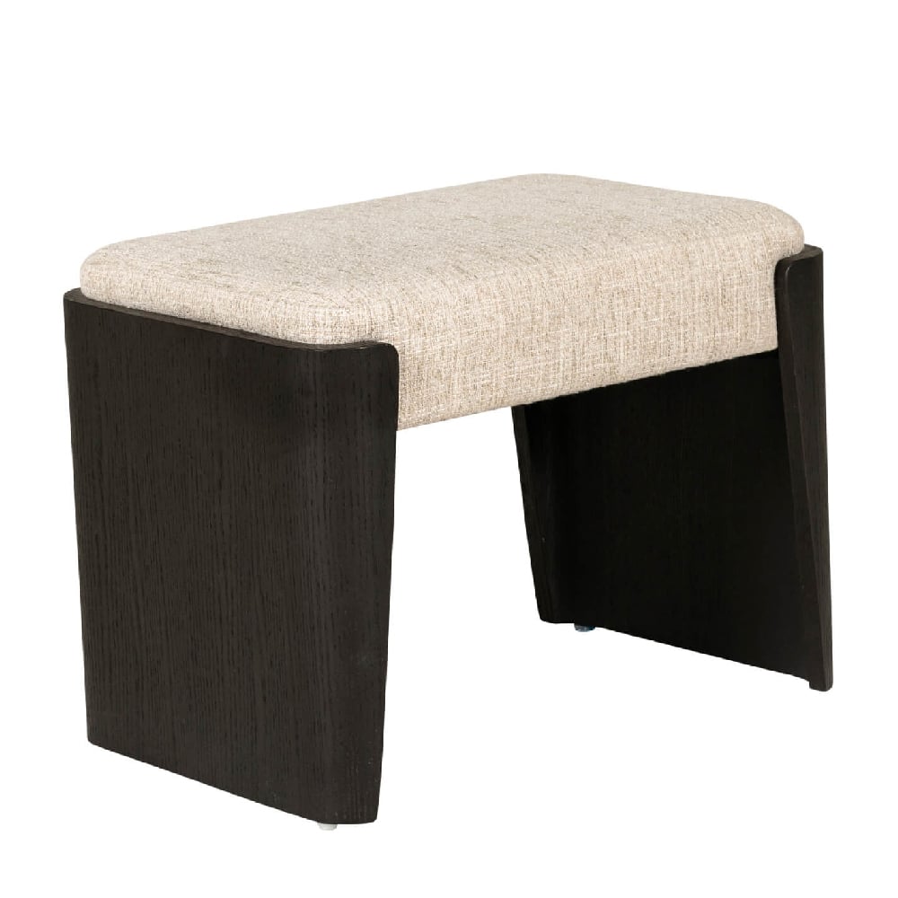 Product photograph of Rimouski Wooden Dressing Stool With Fabric Seat In Ebony Brown from Furniture in Fashion