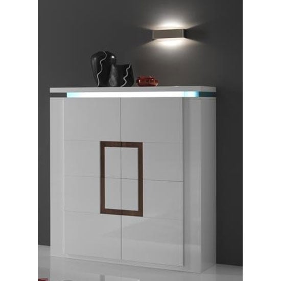 Product photograph of Garde Sideboard In White Gloss And Walnut With Led Lights from Furniture in Fashion
