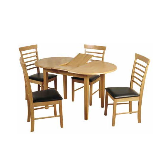 Product photograph of Rivero Extending Dining Table In Light Oak With 4 Chairs from Furniture in Fashion