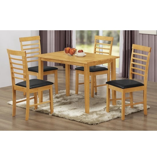 Product photograph of Rivero Wooden Dining Table In Light Oak With 4 Dining Chairs from Furniture in Fashion
