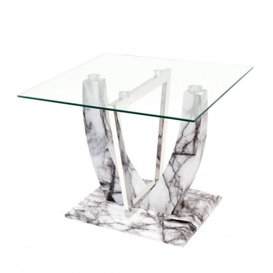 Read more about Riviera glass lamp table in clear and marble effect base