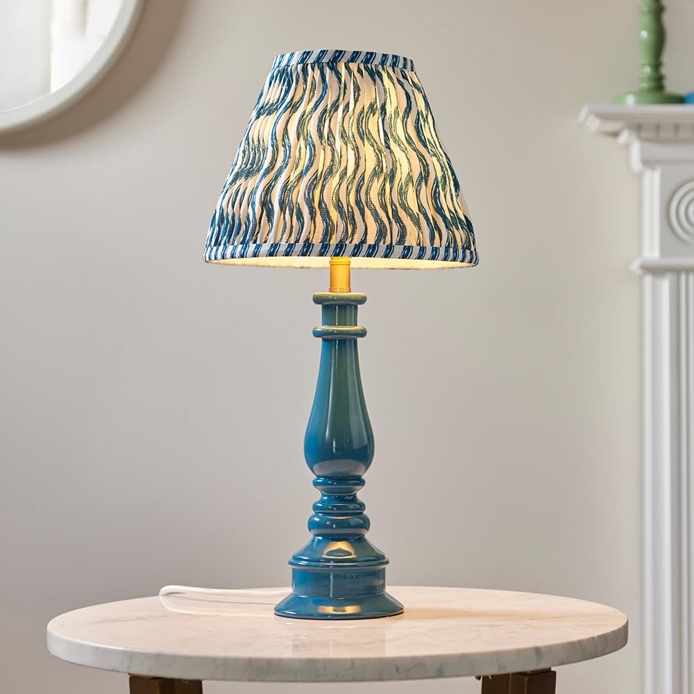 Product photograph of Riyadh 25cm Shade Resin Table Lamp In Marlin Blue from Furniture in Fashion