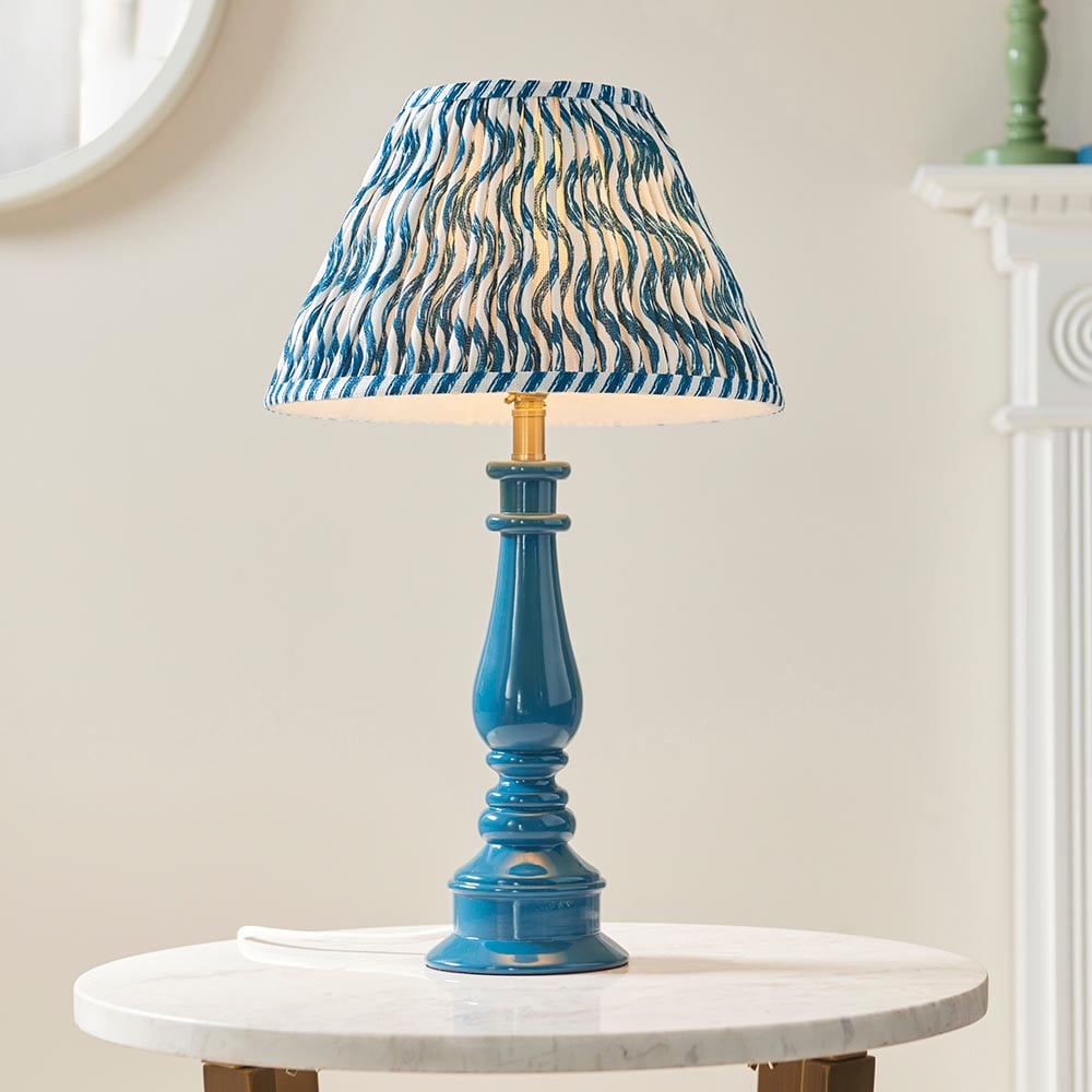 Product photograph of Riyadh 30cm Shade Resin Table Lamp In Marlin Blue from Furniture in Fashion