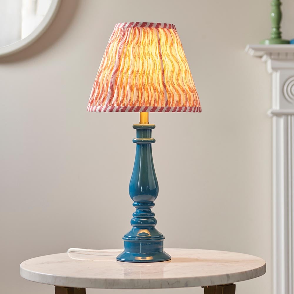 Product photograph of Riyadh Coral Pink 25cm Shade Resin Table Lamp In Marlin Blue from Furniture in Fashion