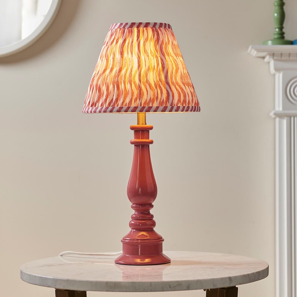 Product photograph of Riyadh Coral Pink 25cm Shade Resin Table Lamp In Pink Clay from Furniture in Fashion