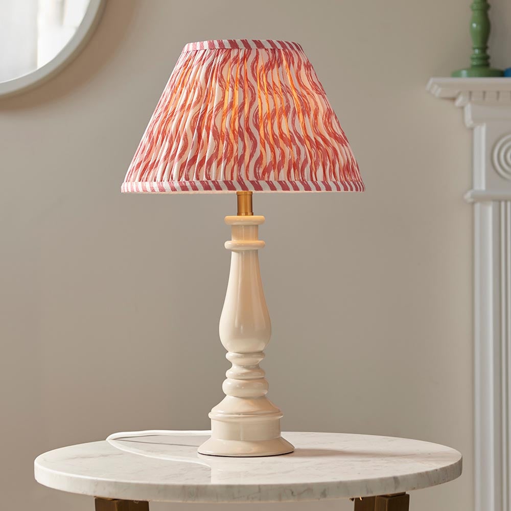 Product photograph of Riyadh Coral Pink 30cm Shade Resin Table Lamp In Almond White from Furniture in Fashion