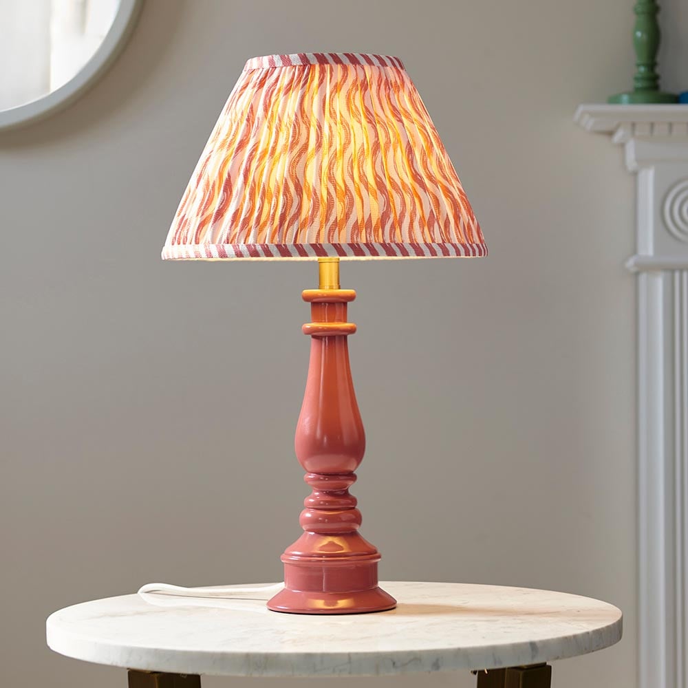 Product photograph of Riyadh Coral Pink 30cm Shade Resin Table Lamp In Pink Clay from Furniture in Fashion