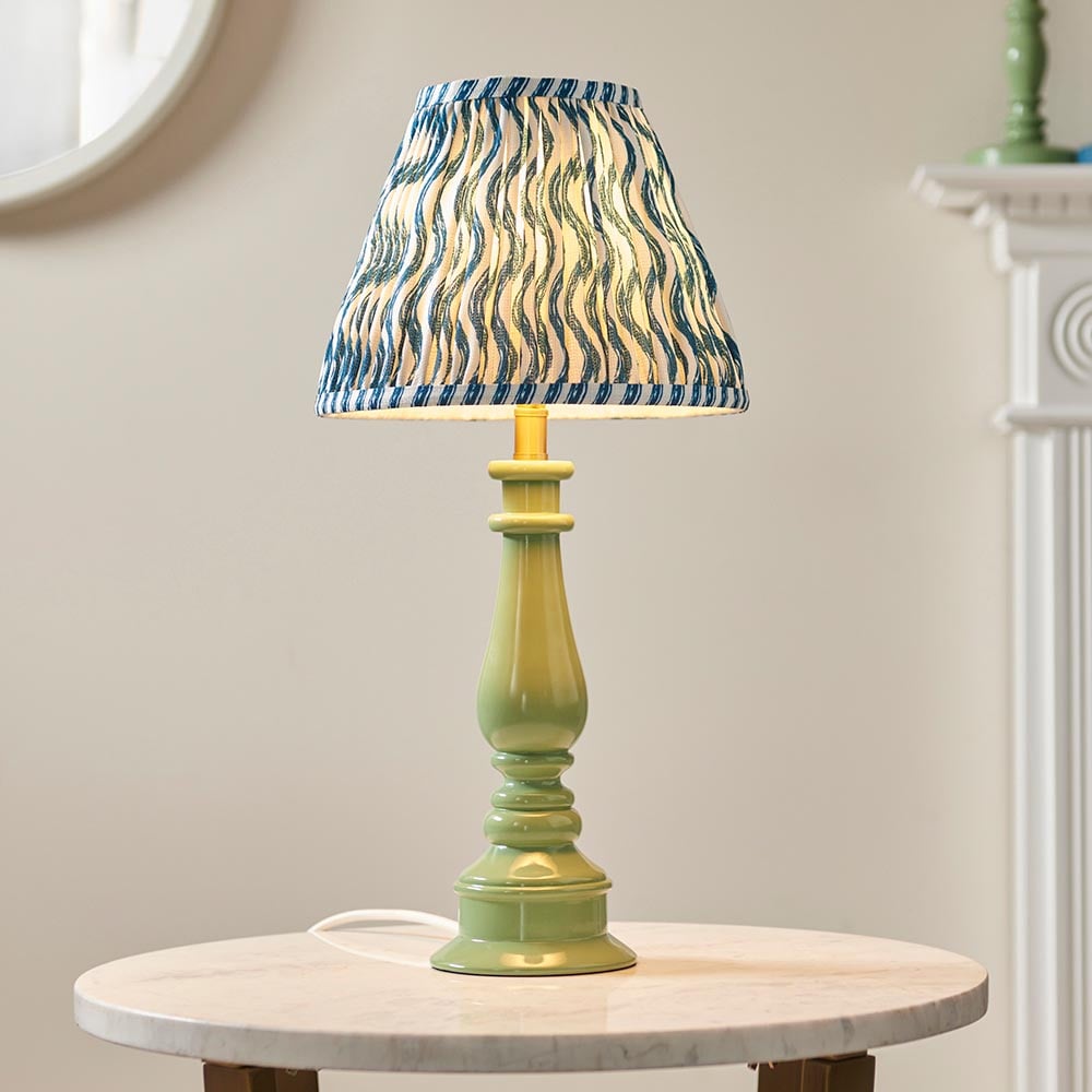 Product photograph of Riyadh Marlin Blue 25cm Shade Resin Table Lamp In Cotswold Green from Furniture in Fashion