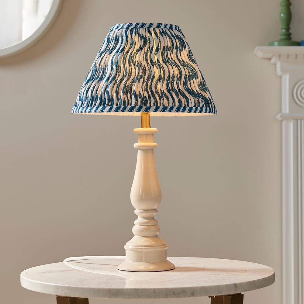 Product photograph of Riyadh Marlin Blue 30cm Shade Resin Table Lamp In Almond White from Furniture in Fashion