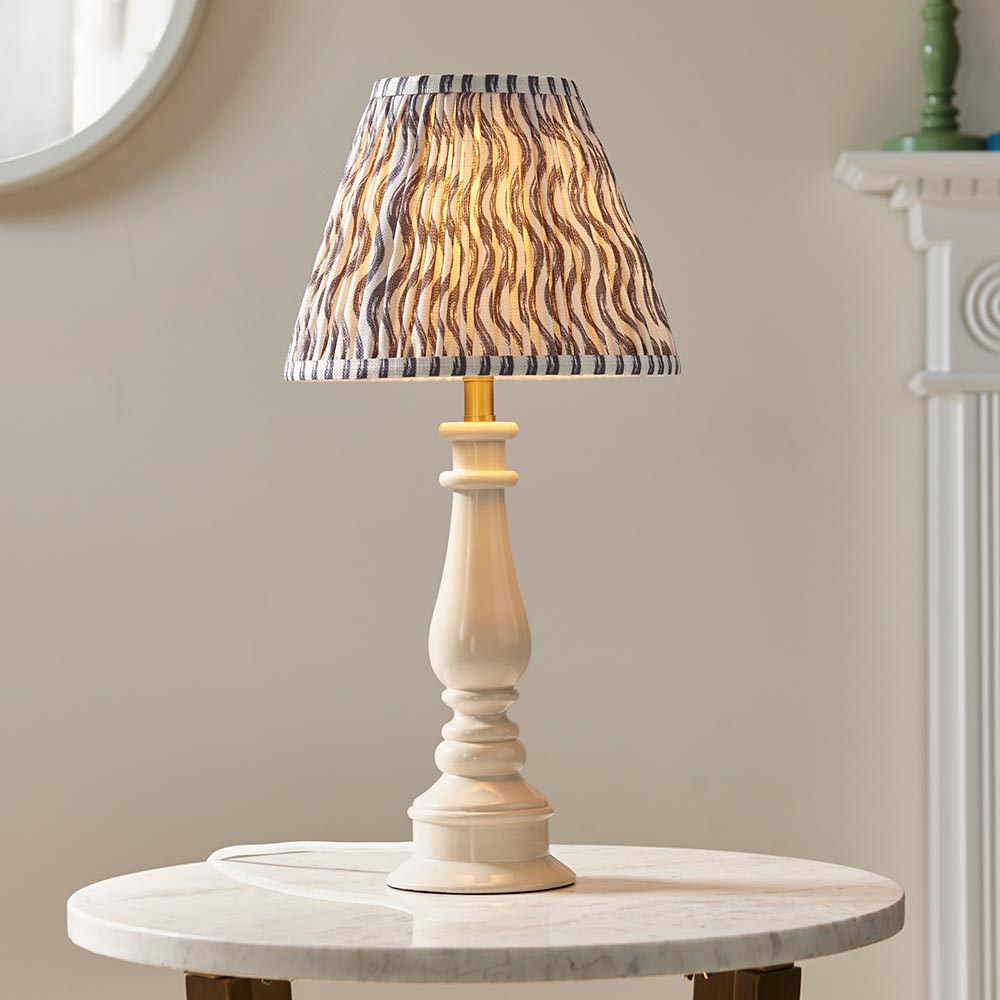 Read more about Riyadh pearl grey 25cm shade resin table lamp in almond white