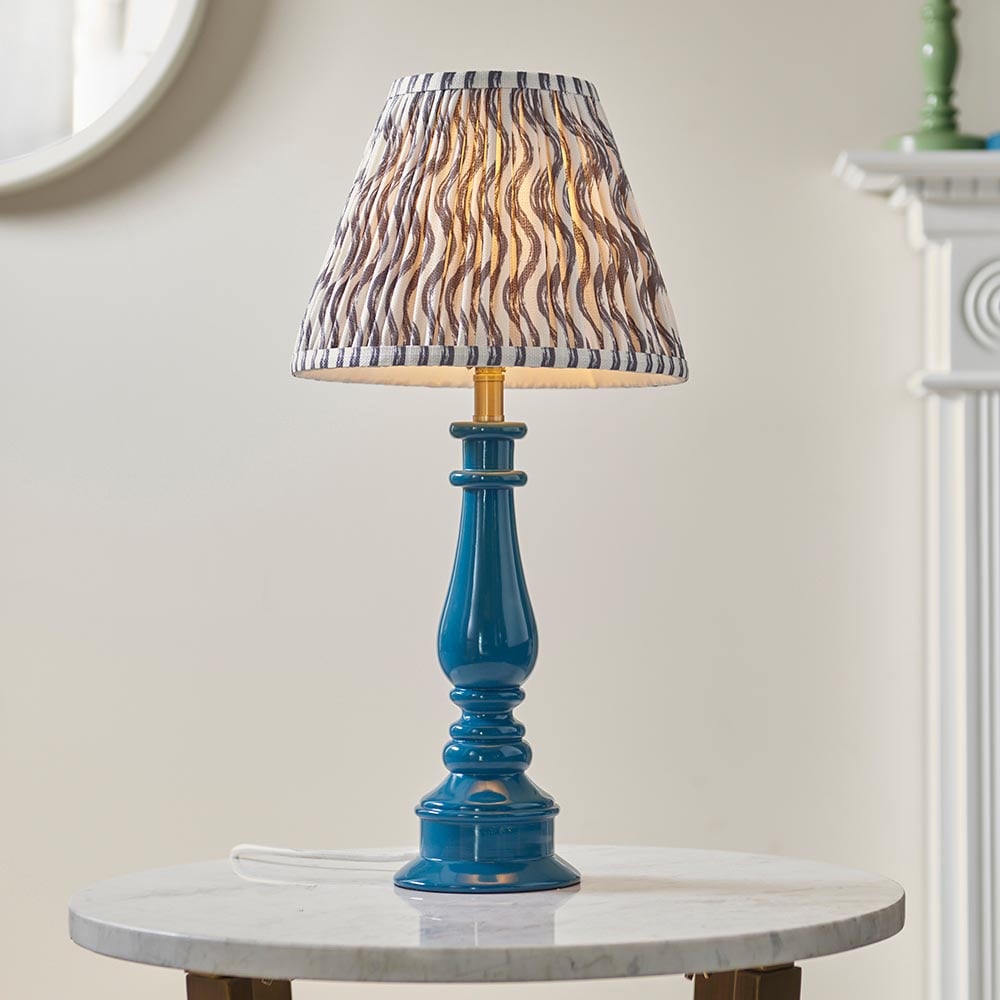 Product photograph of Riyadh Pearl Grey 25cm Shade Resin Table Lamp In Marlin Blue from Furniture in Fashion