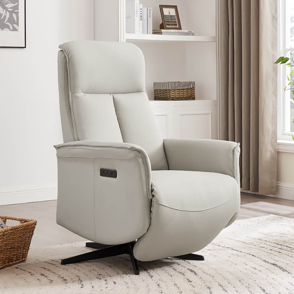 Read more about Roanoke leather electric reclining chair in stone