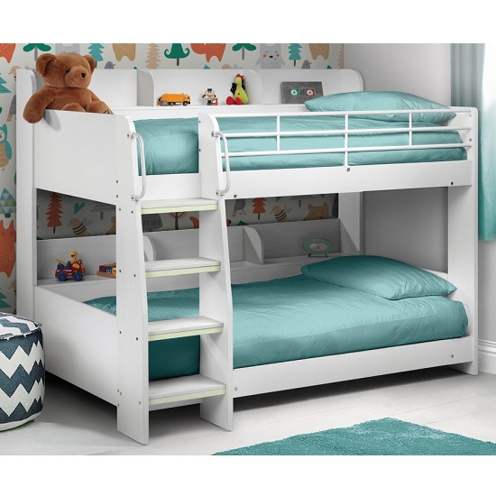 Product photograph of Dallyce Wooden Bunk Bed In White With Ladder from Furniture in Fashion