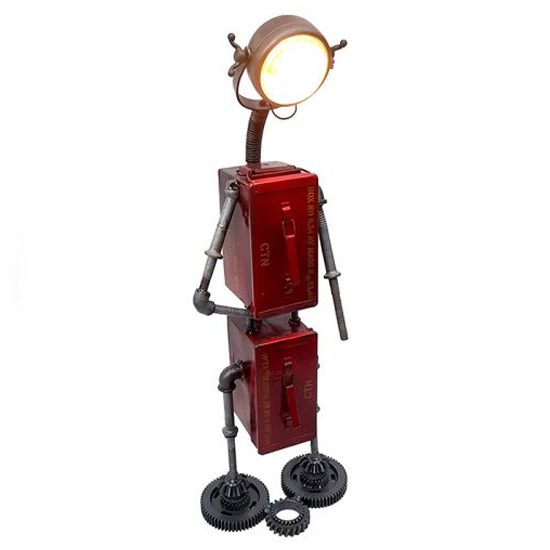 Product photograph of Robot Iron Floor Lamp In Red With 2 Storage Boxes from Furniture in Fashion
