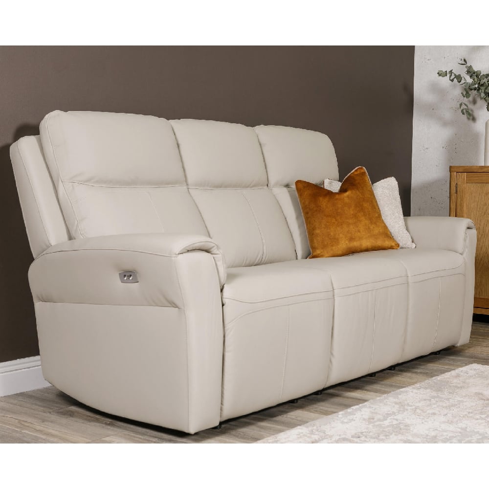 Product photograph of Rochester Leather 3 Seater Electric Recliner Sofa In Stone from Furniture in Fashion