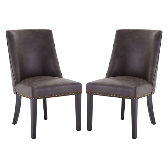 Rodik Grey Faux Leather Dining Chairs In Pair | FiF