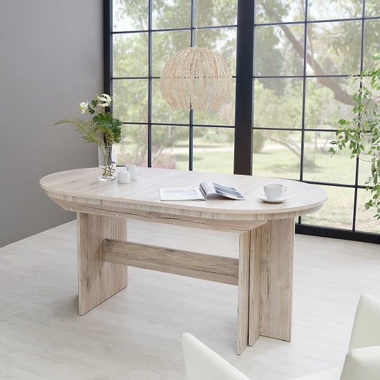 Read more about Roman extendable wooden dining table oval in sorrento oak