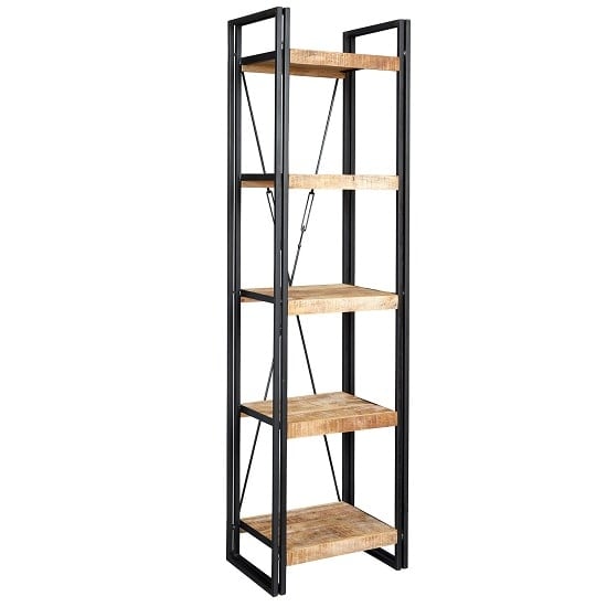 View Clio slim bookcase in reclaimed wood and metal frame