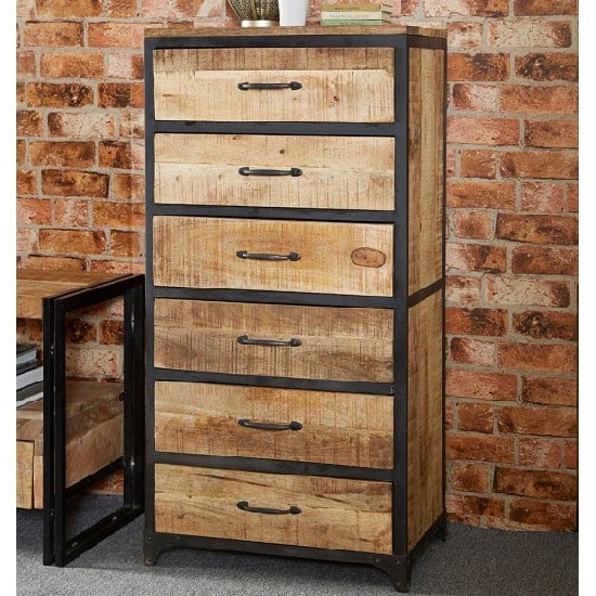 Read more about Clio chest of drawers tall in reclaimed wood and metal frame