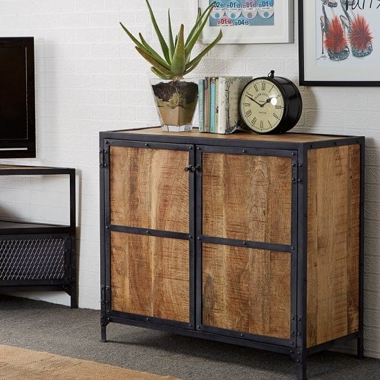Product photograph of Romarin Compact Sideboard In Reclaimed Wood And Metal Frame from Furniture in Fashion