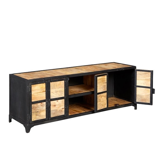 Romarin Wooden TV Stand In Reclaimed Wood And Metal Frame ...